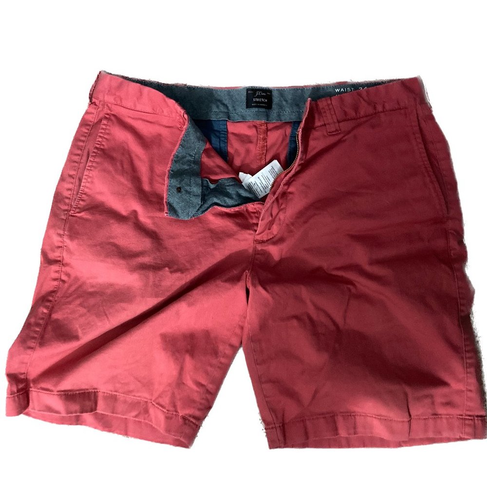 J. Crew Chino Shorts, Men's 34" Waist, 9" Length, Coral/Salmon